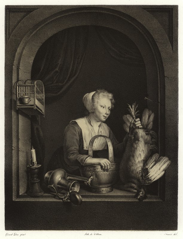 Une femme suspendant une volaille - Gerrit Dou