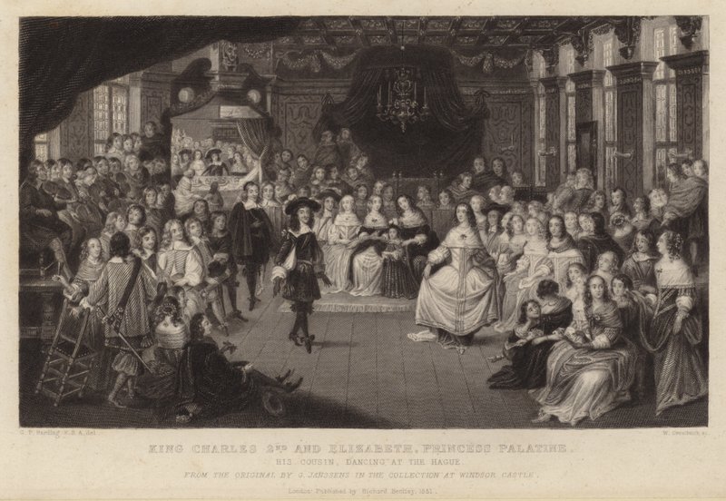 Le roi Charles II et Élisabeth, princesse palatine - Gheerart Janssen