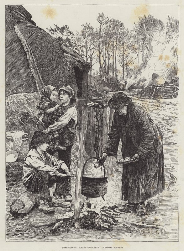 Scènes agricoles, décembre, charbonniers - Gunning King