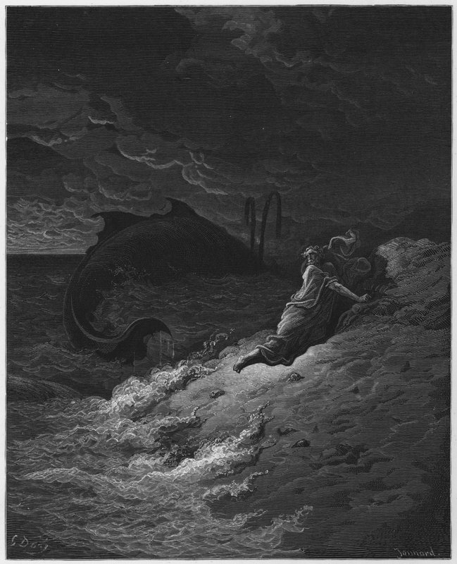 Jonas rejeté par la baleine - Gustave Dore