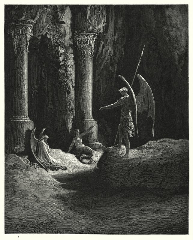 Illustration de Gustave Doré pour Le Paradis Perdu de Milton, Livre II, vers 648, 649 - Gustave Dore