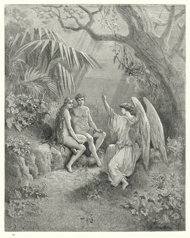 Illustration de Gustave Doré pour Le Paradis Perdu de Milton, Livre V, vers 468-470 - Gustave Dore