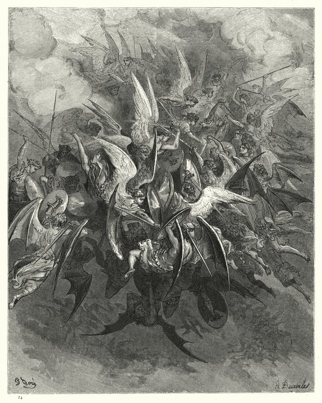 Illustration de Gustave Doré pour Le Paradis Perdu de Milton, Livre VI, vers 207-209 - Gustave Dore