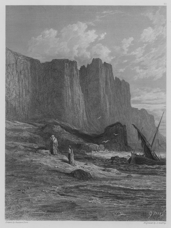 Vivien et Merlin débarquent - Gustave after Dore