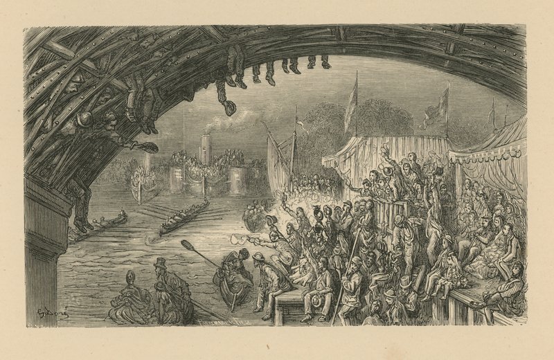 Spectateurs regardant une course de bateaux - Gustave Dore