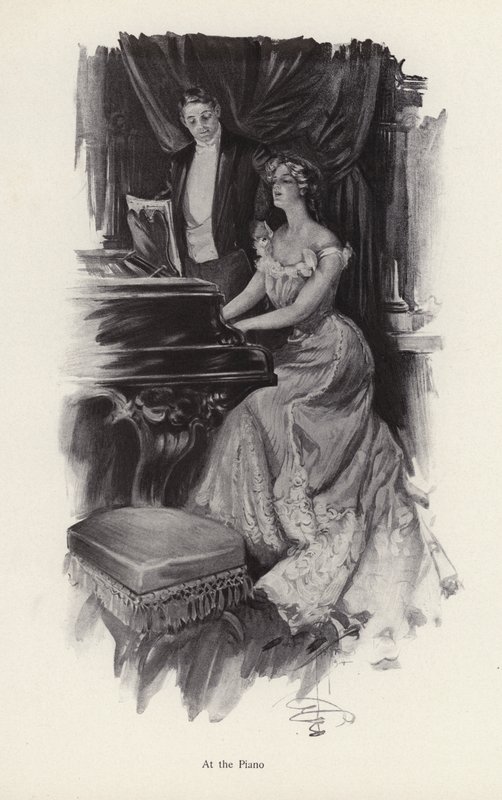 Femme chantant au piano - Harrison Fisher