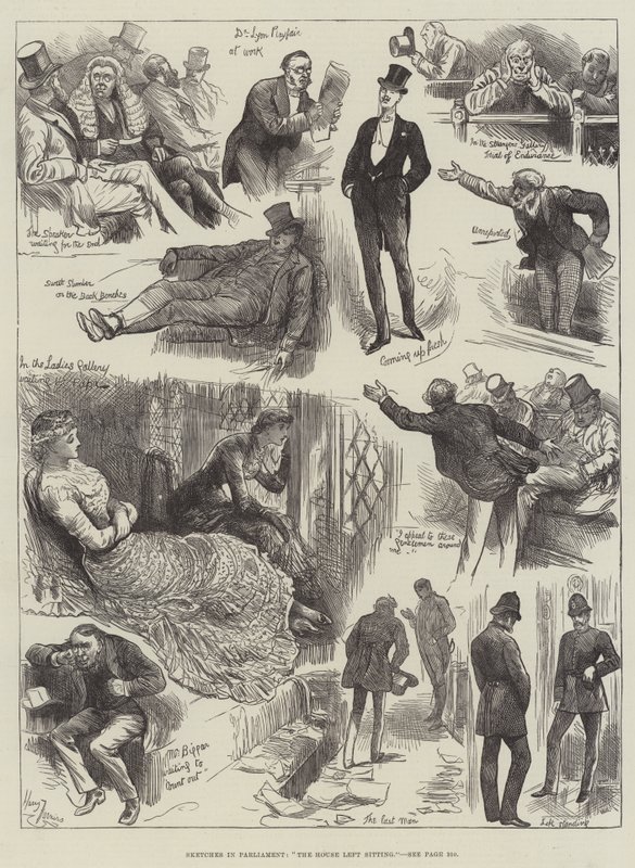 Croquis au Parlement, La Chambre reste assise - Harry Furniss