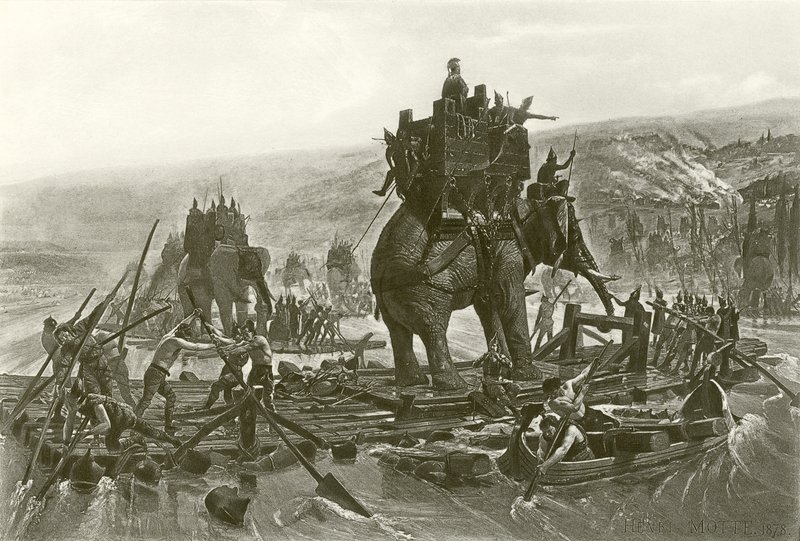Hannibal traversant le Rhône - Henri Paul Motte