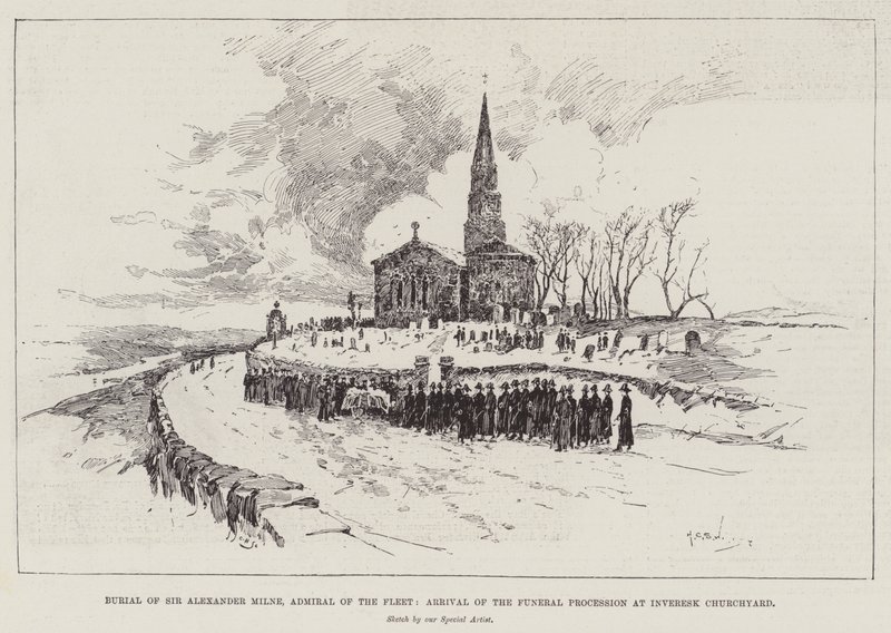 Enterrement de Sir Alexander Milne, amiral de la flotte, arrivée du cortège funèbre au cimetière d