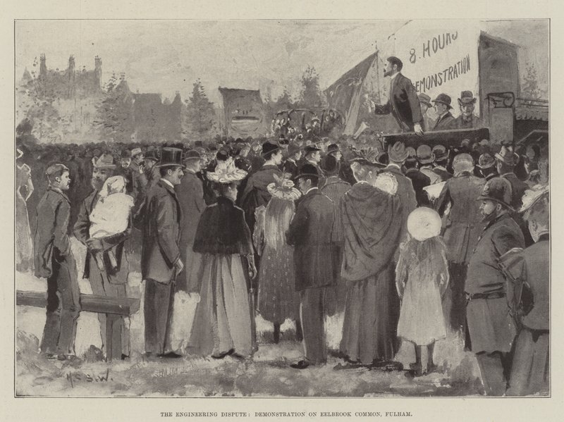 Le conflit des ingénieurs, manifestation sur Eelbrook Common, Fulham - Henry Charles Seppings Wright