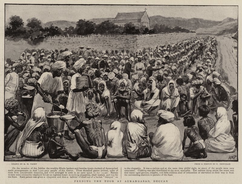 Nourrir les pauvres à Aurangabad, Deccan - Henry Marriott Paget