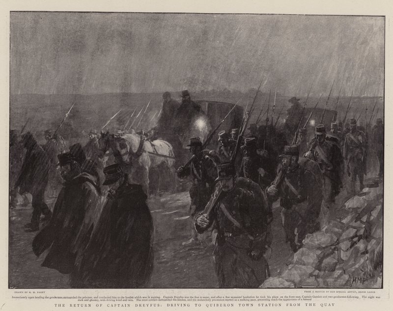 Le retour du capitaine Dreyfus, se rendant à la gare de Quiberon depuis le quai - Henry Marriott Paget