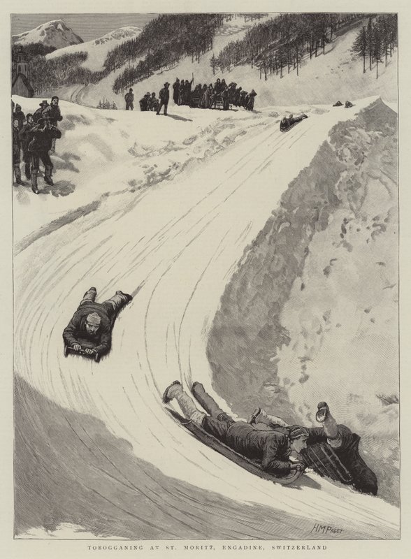 Luge à Saint-Moritz, Engadine, Suisse - Henry Marriott Paget