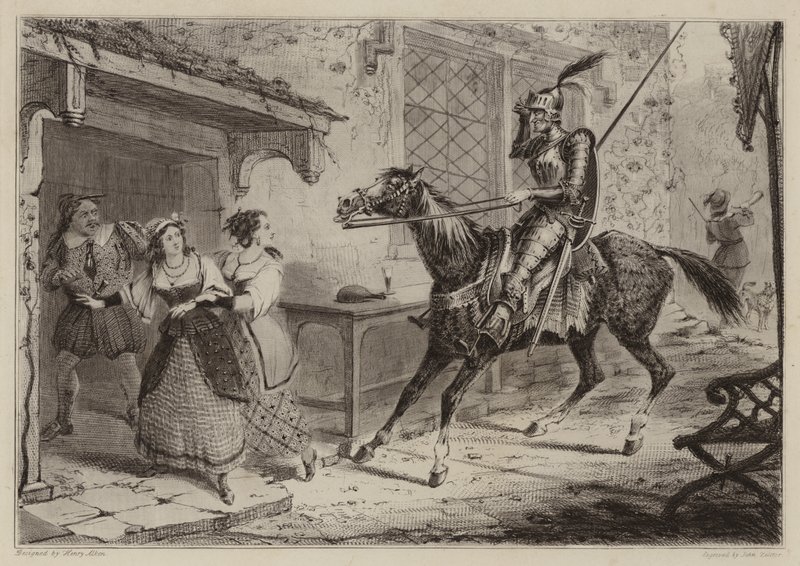 Chevalier (Don Quichotte) arrivant à l