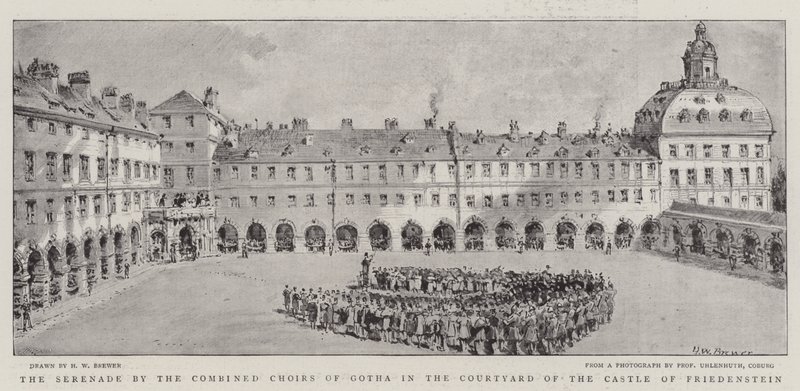 La Sérénade par les chœurs combinés de Gotha dans la cour du château de Friedenstein - Henry William Brewer