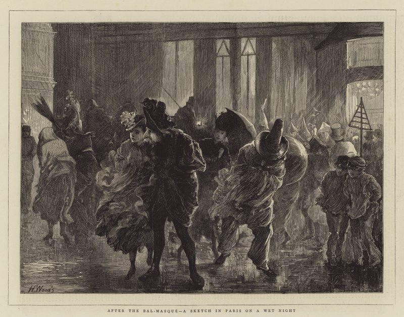 Après le bal masqué, une esquisse à Paris par une nuit pluvieuse - Henry Woods