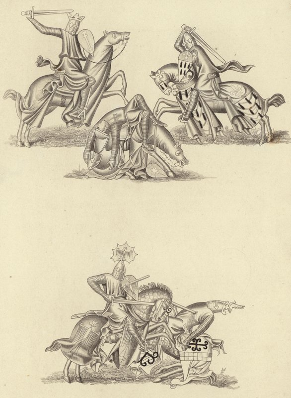 Chevaliers combattant, vers 1260 - Henry Shaw