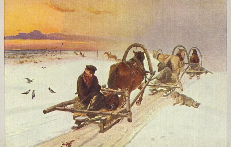 Groupe de traîneaux en Russie, 1871 - Illarion Mikhailovich Pryanishnikov