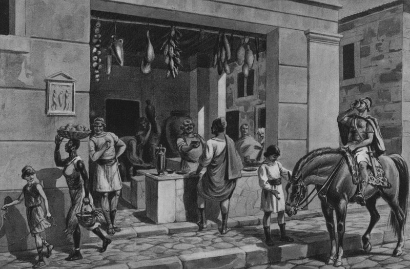 Pompéi : Un entrepôt (lithographie) - Italian School