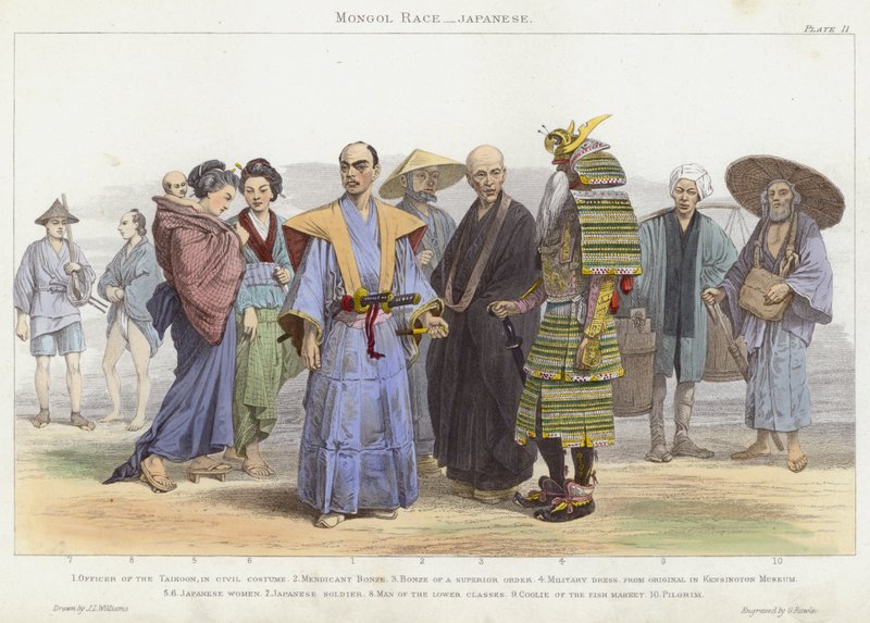 Race mongole, Japonais (gravure en couleur) - J.L. (after) Williams