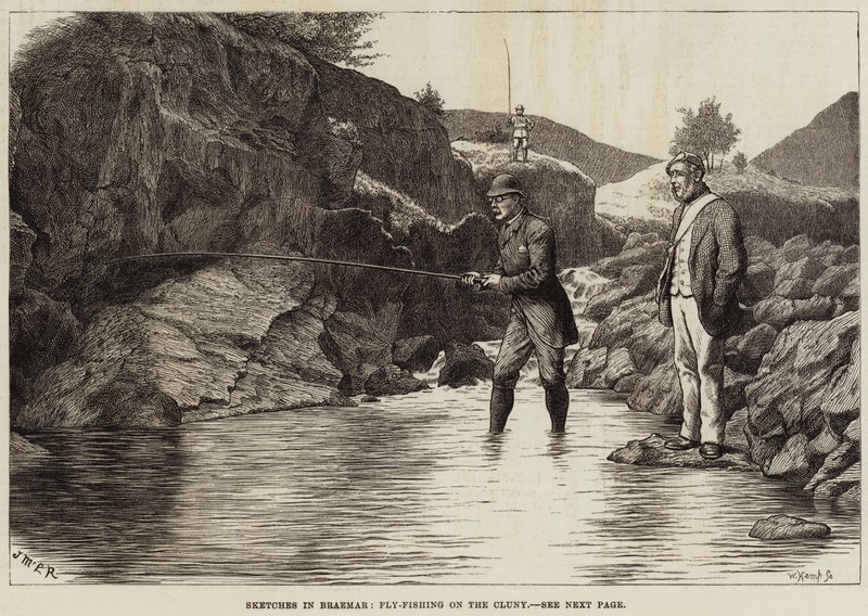 Croquis à Braemar, Pêche à la mouche sur la Cluny - J.M.L. Ralston
