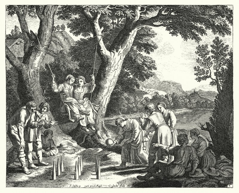 Paysans se relaxant (gravure) - Jacques Stella