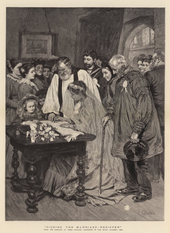 Signature du registre de mariage - James Charles