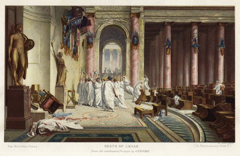 La mort de César (chromolithographie) - Jean Leon (after) Gerome
