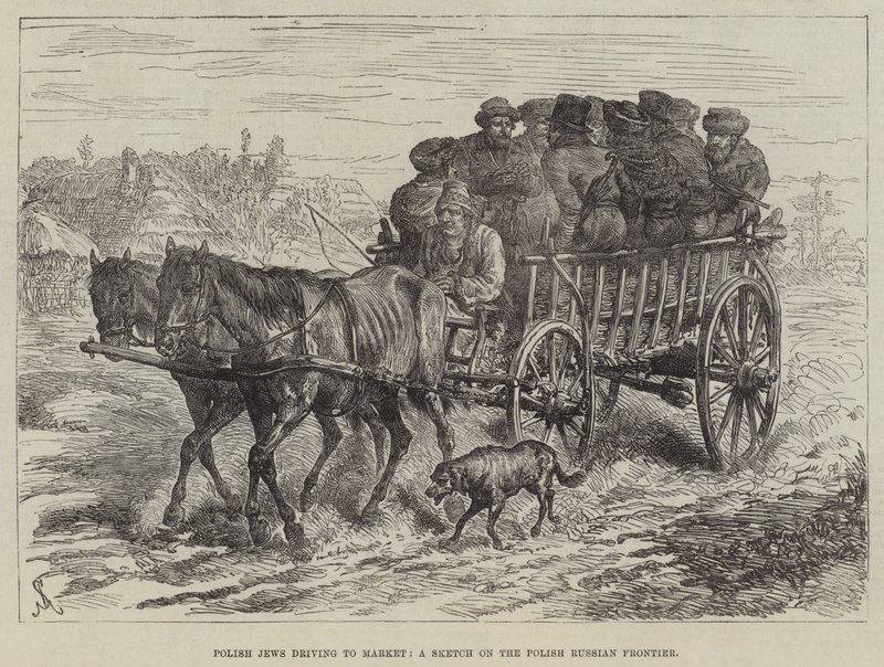 Juifs polonais se rendant au marché, croquis à la frontière polono-russe - Johann Nepomuk Schonberg