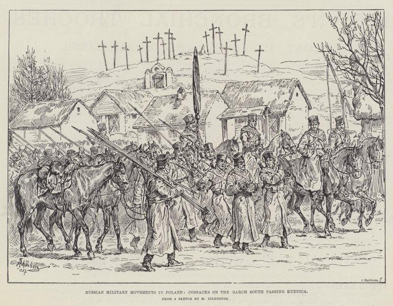 Mouvements militaires russes en Pologne, cosaques en marche vers le sud passant par Kuznica - Johann Nepomuk Schonberg