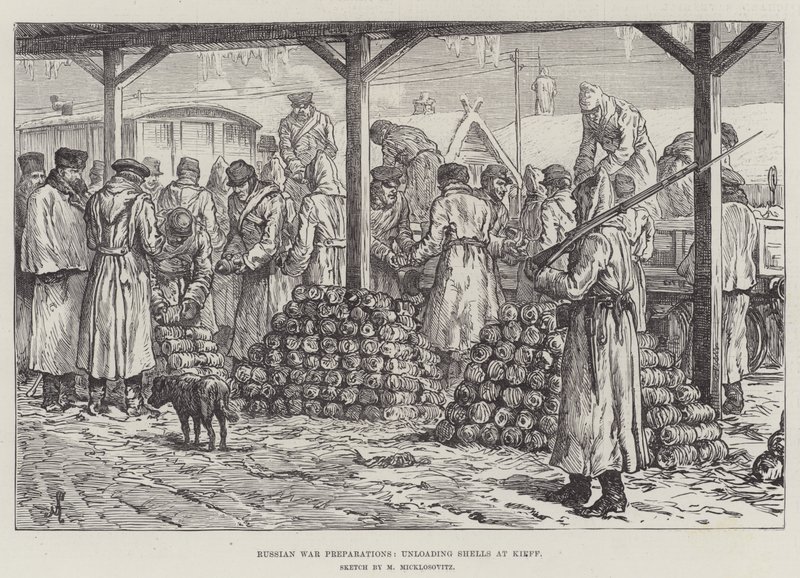 Préparatifs de guerre russes, déchargement de coquilles à Kieff - Johann Nepomuk Schonberg