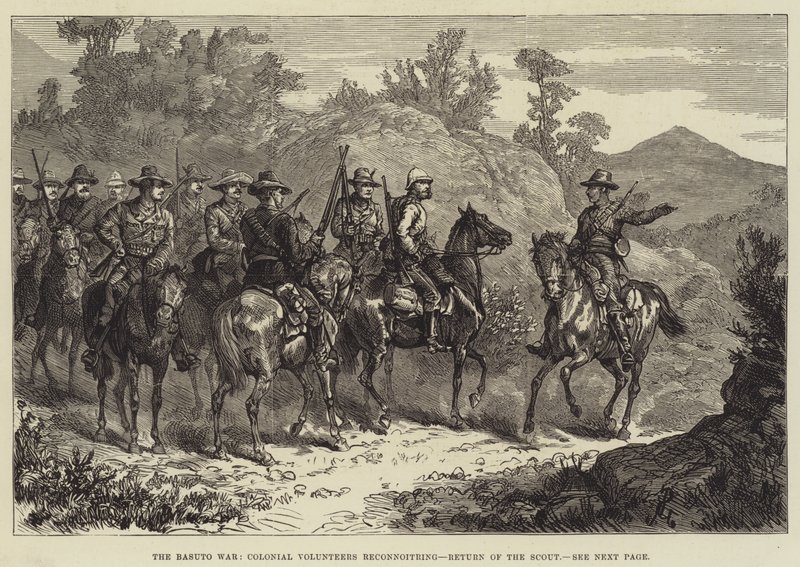 La guerre des Basutos, les volontaires coloniaux en reconnaissance, retour de l