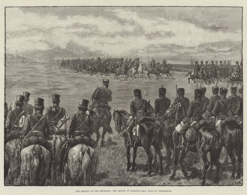 La rencontre des empereurs, la revue à Krasnoe Selo, près de Saint-Pétersbourg - Johann Nepomuk Schonberg