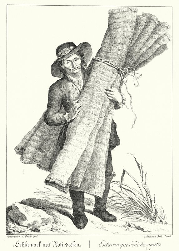 Vendeur de tapis (gravure) - Johann Christian (after) Brand