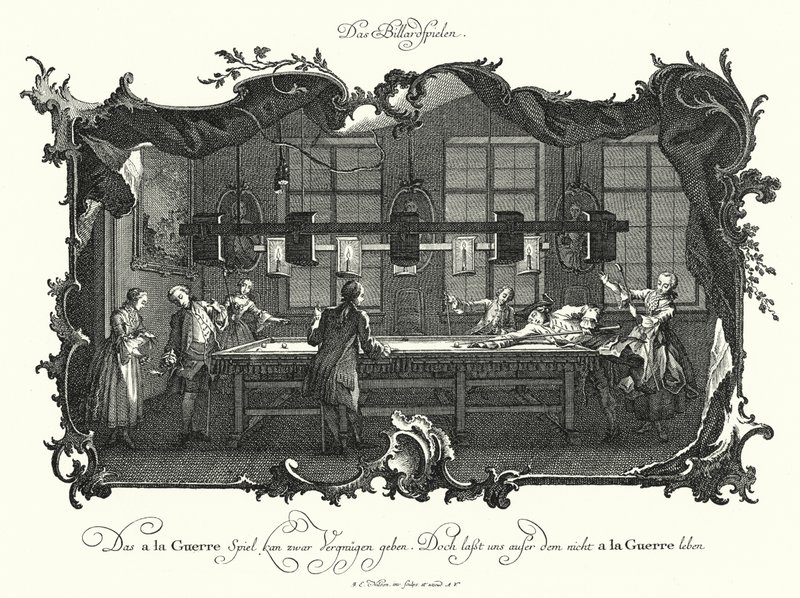 Le jeu de billard (gravure) - Johann Esaias Nilson