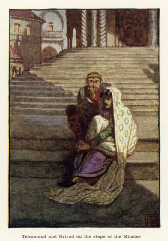 Telramund et Ortrud sur les marches de la cathédrale - John Byam Liston Shaw