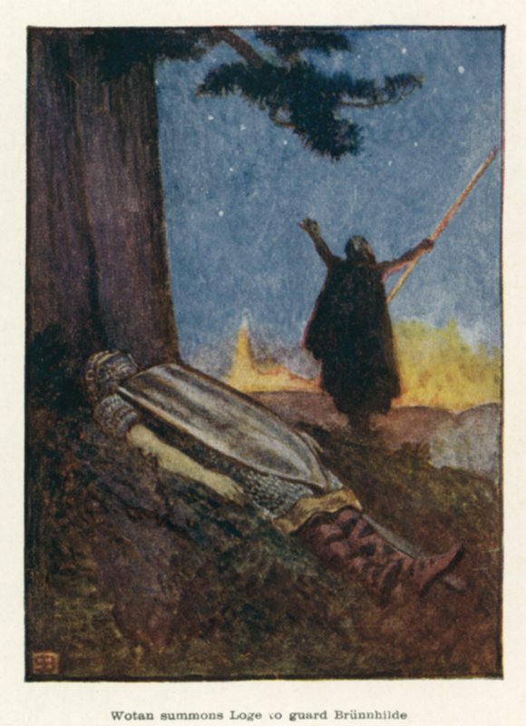 Wotan appelle Loge pour garder Brünnhilde - John Byam Liston Shaw
