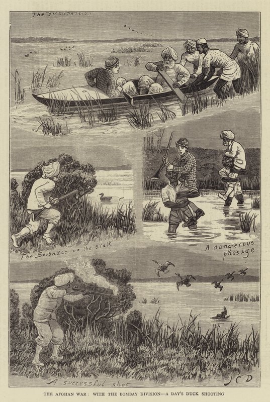 La guerre afghane, avec la division de Bombay, une journée de chasse au canard - John Charles Dollman