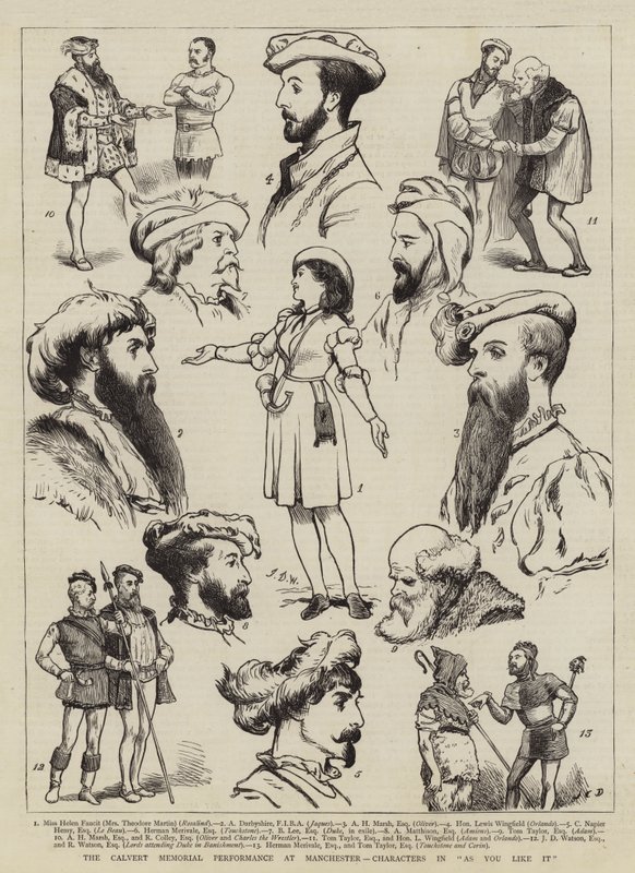 La performance commémorative de Calvert à Manchester, personnages dans Comme il vous plaira - John Charles Dollman
