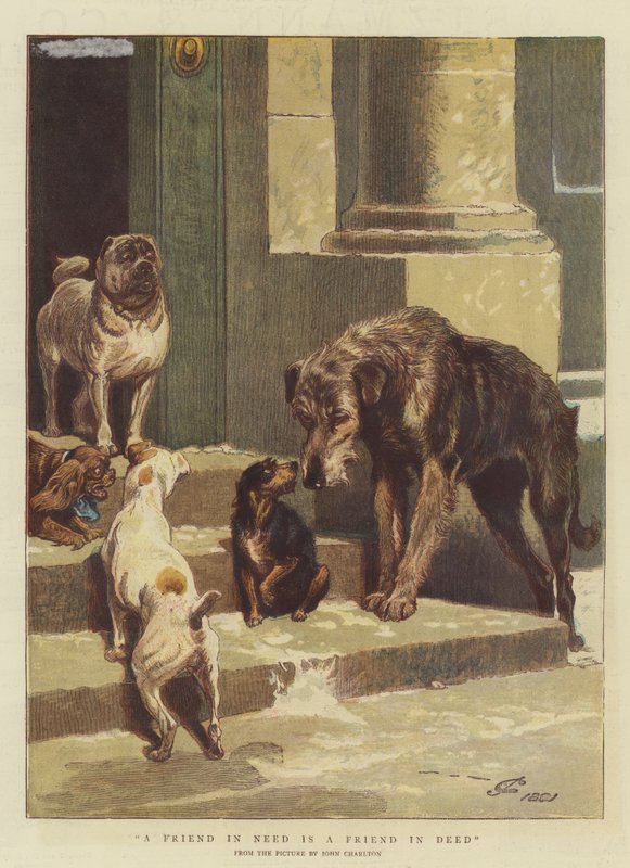 Un ami dans le besoin est un ami en effet (chromolithographie) - John Charlton