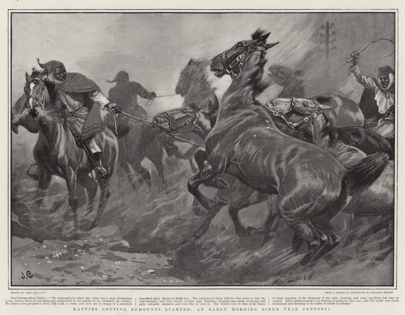Les Kaffirs obtenant des remontes, une scène matinale près de Pretoria - John Charlton
