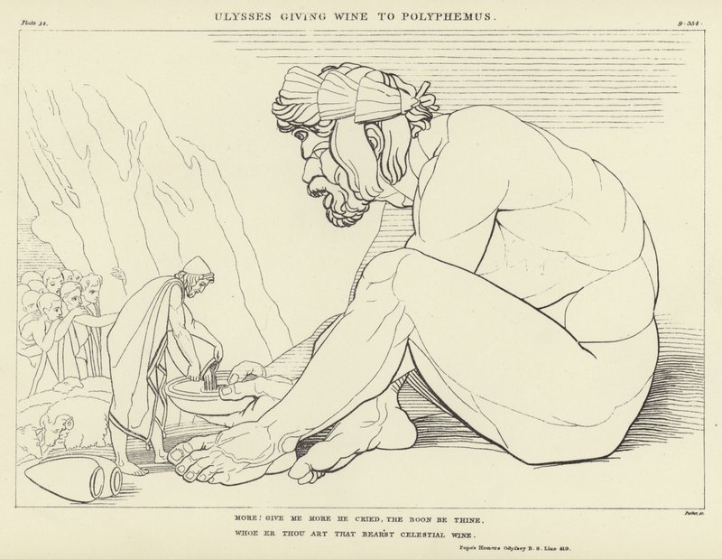 Ulysse donnant du vin à Polyphème - John Flaxman