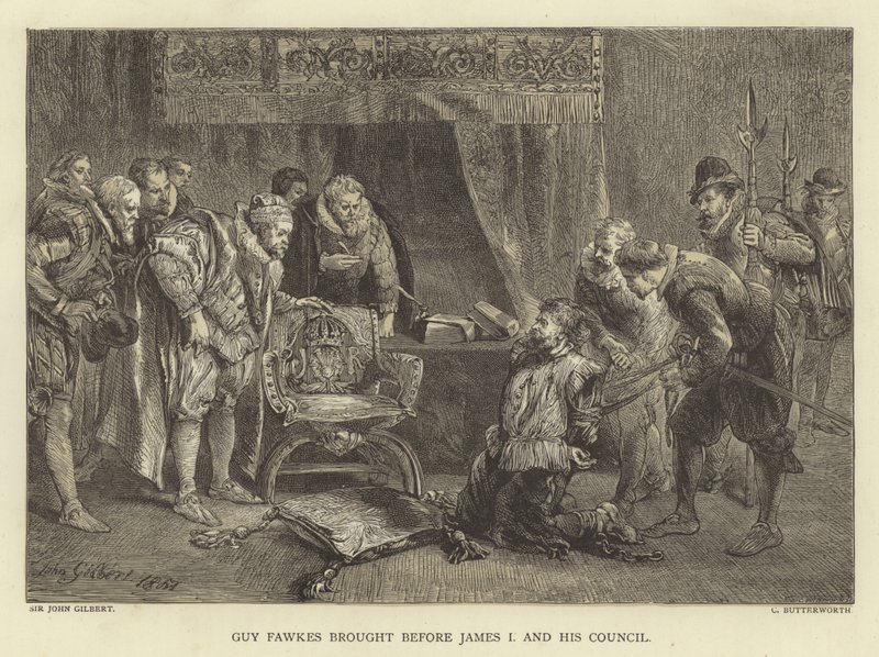 Guy Fawkes présenté à Jacques Ier et son conseil - John Gilbert