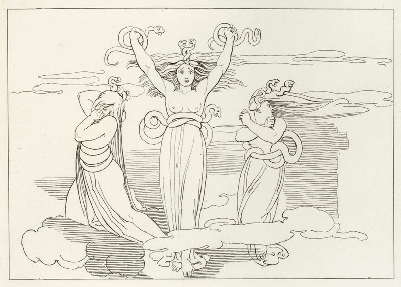 Les Furies, Enfer, Chant 9 (gravure) - John (after) Flaxman