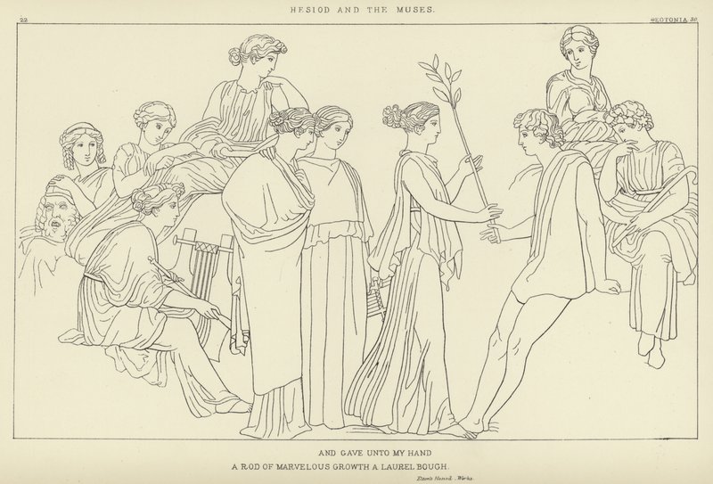Hésiode et les Muses - John Flaxman
