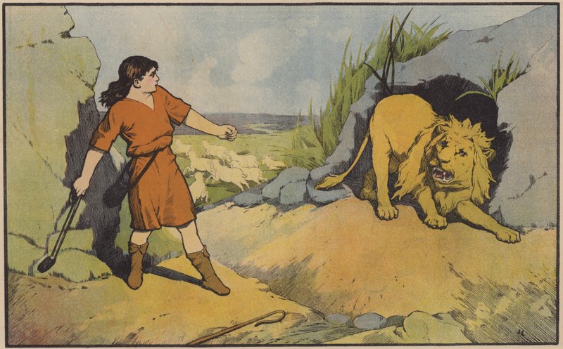 David, le jeune berger, combat le lion - John Lawson