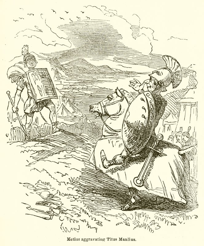 Metius aggravant Titus Manlius - John Leech