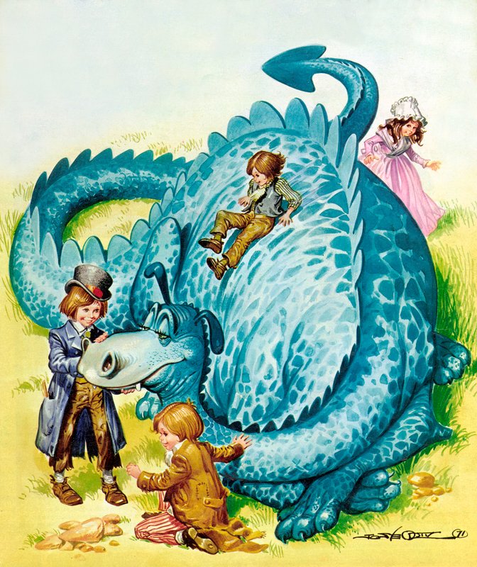 Le gentil dragon (lithographie couleur) - Jose Ortiz