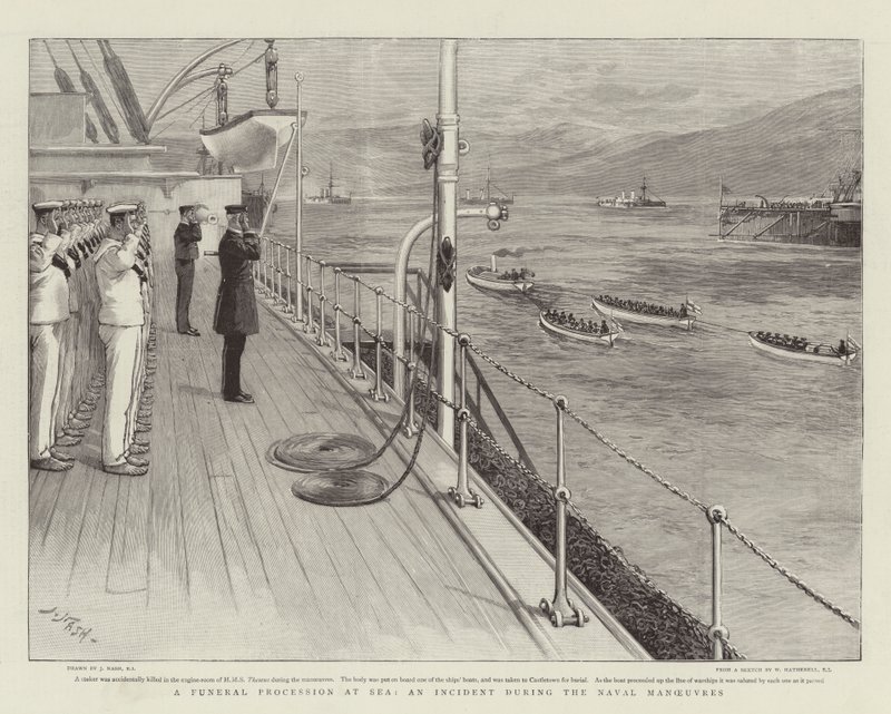 Une procession funéraire en mer, un incident lors des manœuvres navales - Joseph Nash