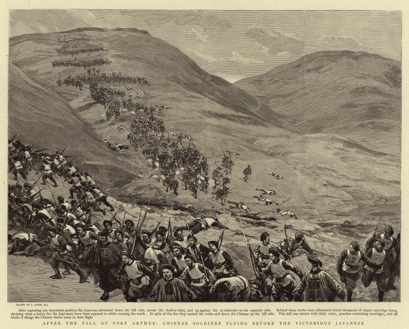 Après la chute de Port Arthur, soldats chinois fuyant devant les Japonais victorieux - Joseph Nash